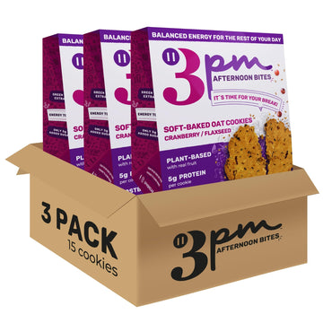 3PM Afternoon Bites Cranberry Flaxseed Cookies with Postbiotics, 5g of Protein, 15 Cookies - OzHealthStandard