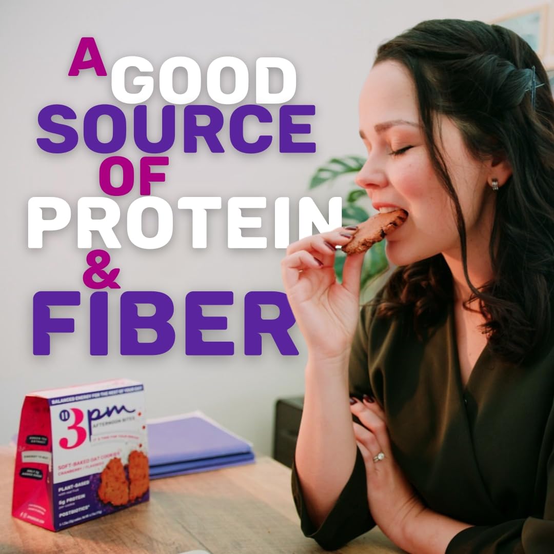 3PM Afternoon Bites Cranberry Flaxseed Cookies with Postbiotics, 5g of Protein, 15 Cookies - OzHealthStandard