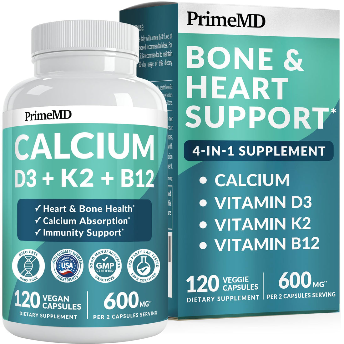 4-in-1 Calcium Supplements for Women & Men - Calcium Citrate with D3 K2 Vitamin 5000 IU - Calcium 600mg with Vitamin D3 K2 - Everyday Vitality Supplement - OzHealthStandard