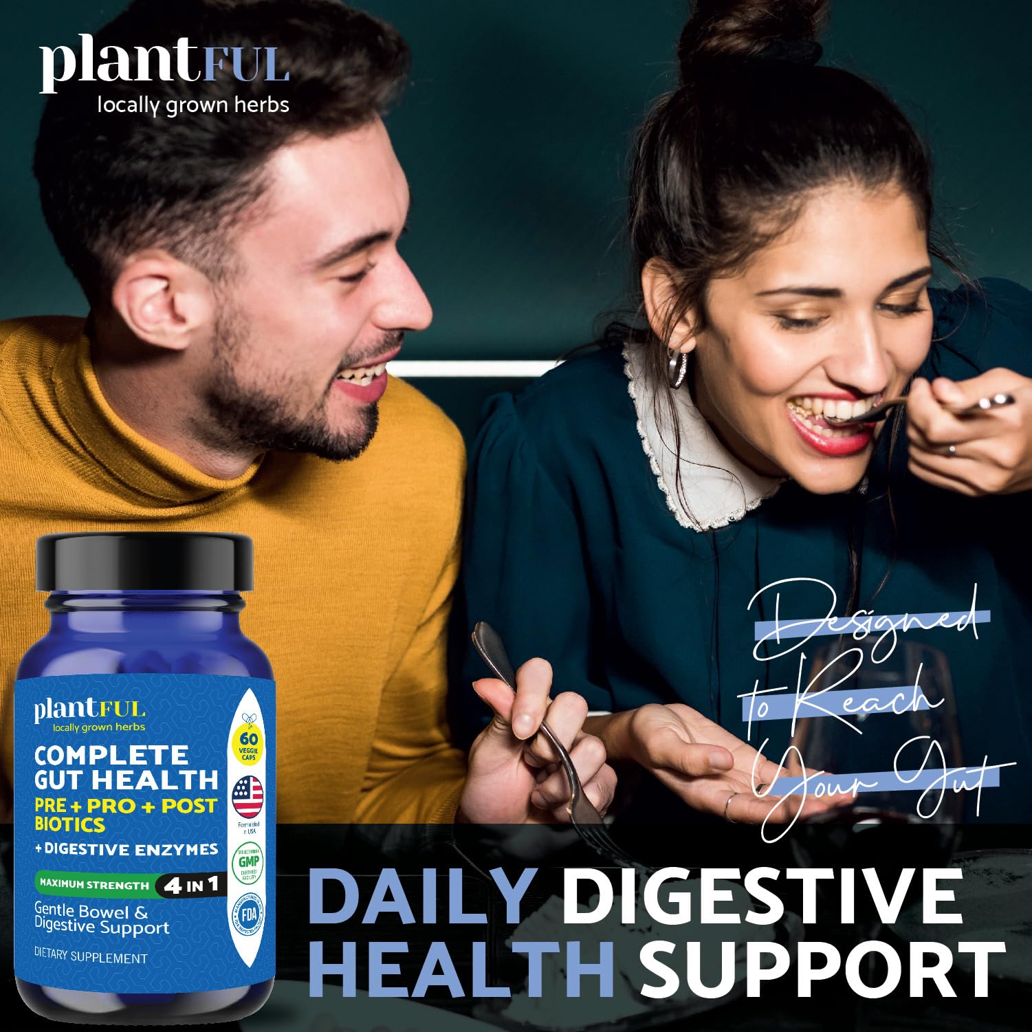 4-in-1 Pre Post Probiotics & Digestive Enzymes - Complete Gut Health & Digestive Support for Women & Men - Prebiotic Probiotic & Postbiotic Gas & Bloating Relief – 60 Non GMO Capsules - OzHealthStandard