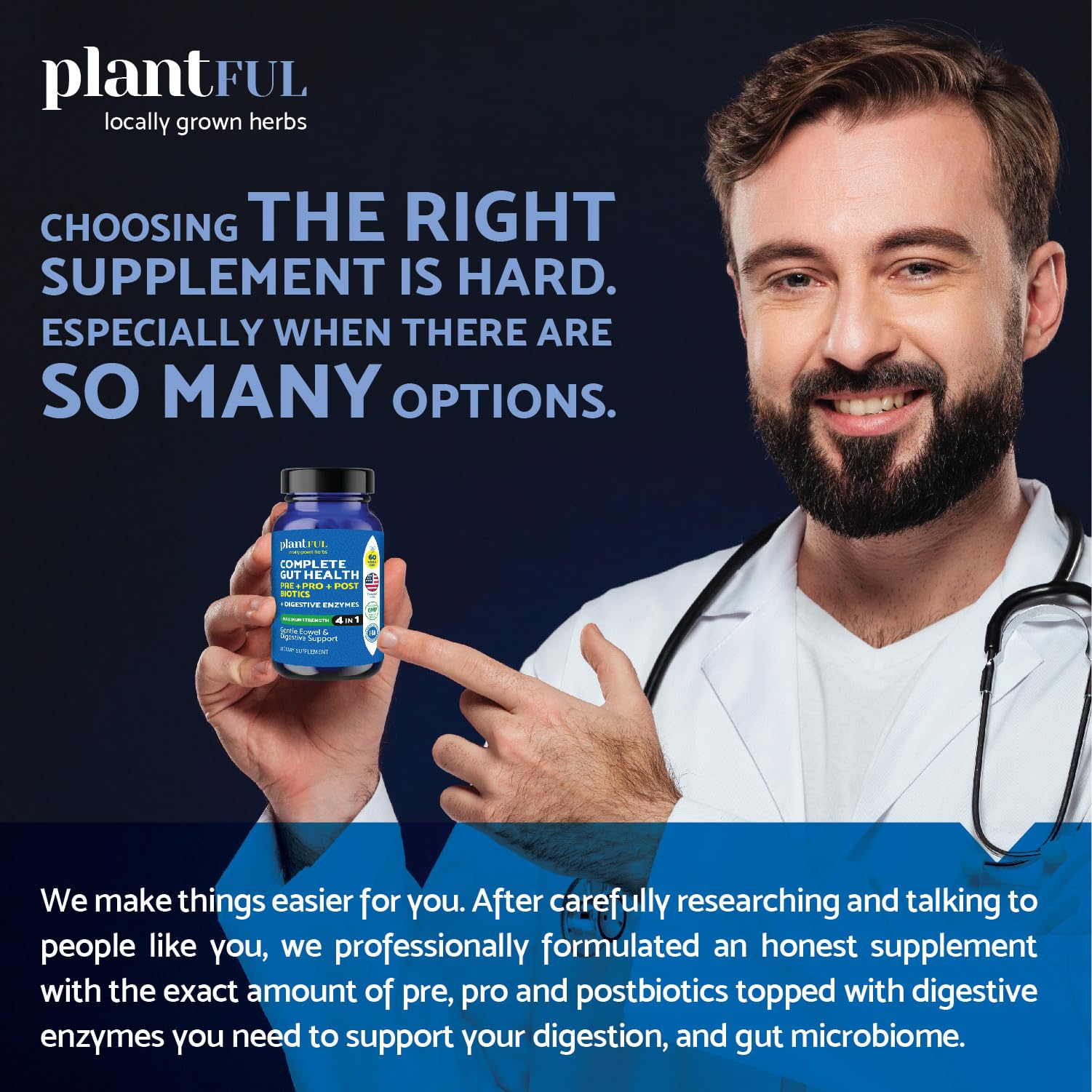 4-in-1 Pre Post Probiotics & Digestive Enzymes - Complete Gut Health & Digestive Support for Women & Men - Prebiotic Probiotic & Postbiotic Gas & Bloating Relief – 60 Non GMO Capsules - OzHealthStandard