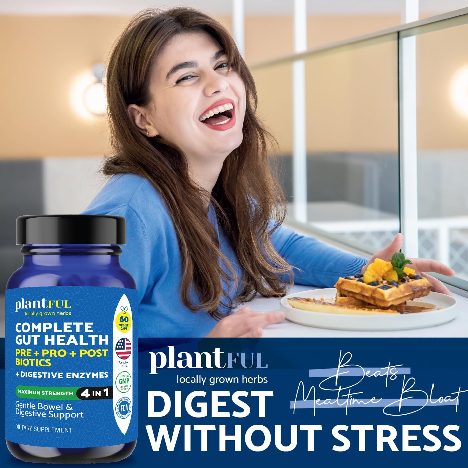 4-in-1 Pre Post Probiotics & Digestive Enzymes - Complete Gut Health & Digestive Support for Women & Men - Prebiotic Probiotic & Postbiotic Gas & Bloating Relief – 60 Non GMO Capsules - OzHealthStandard