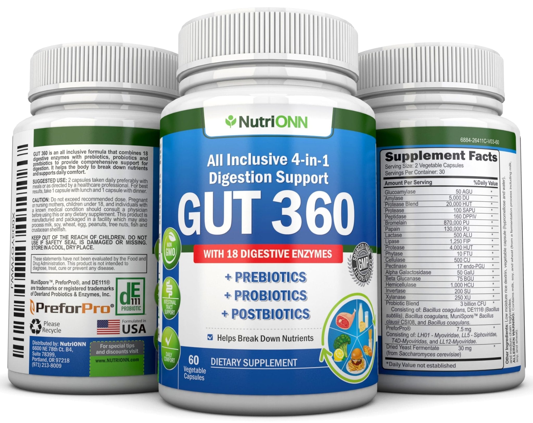4-in-1 Probiotics, Prebiotics & Postbiotics with 18 Digestive Enzymes for Women & Men - Complete Gut & Digestive Support Supplement - OzHealthStandard