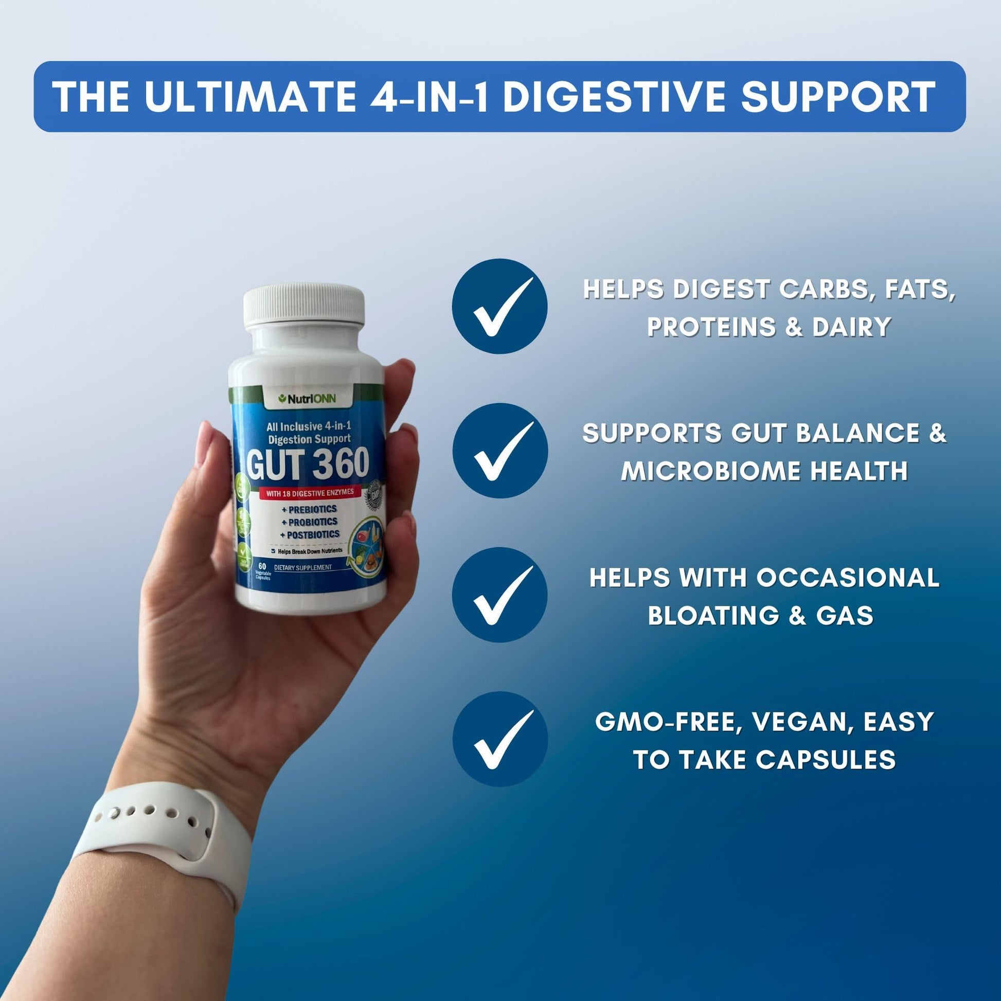4-in-1 Probiotics, Prebiotics & Postbiotics with 18 Digestive Enzymes for Women & Men - Complete Gut & Digestive Support Supplement - OzHealthStandard