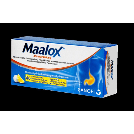 40 Chewable Tablets, MAALOX 400mg / Relief of Gastric & Stomach Wind, Gas - OzHealthStandard
