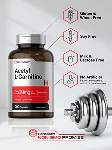 Acetyl L-Carnitine 1500mg | 200 Capsules | Extra Strength ALCAR Supplement | Non-GMO Horbäach buy supplements canada