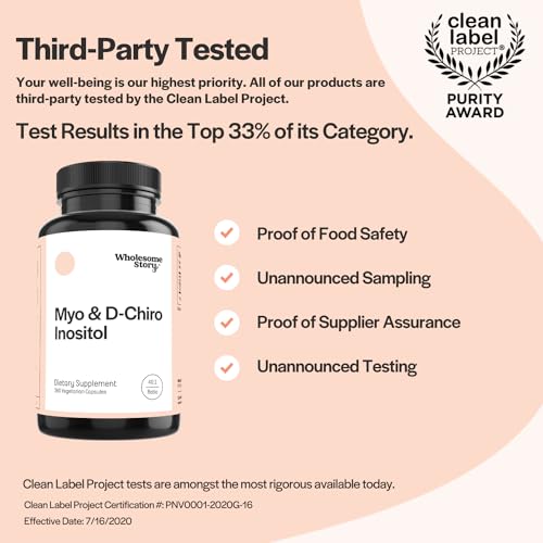 Myo-Inositol & D-Chiro Inositol Capsules, 90-Day Supply, 40:1 Ratio for Hormonal Balance Wholesome Story buy supplements canada