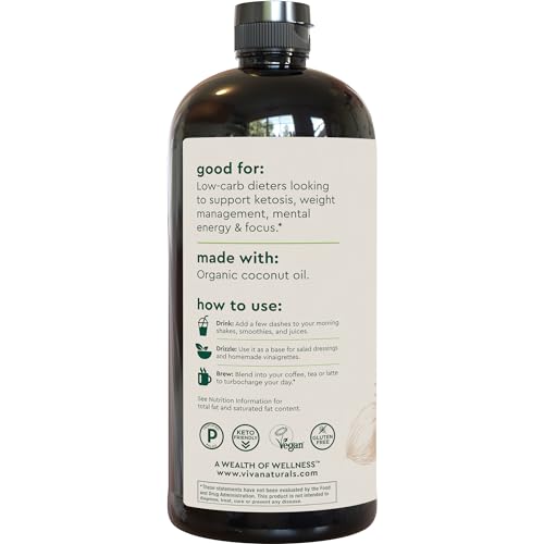 Viva Naturals Organic MCT Oil for Keto Coffee (32 fl oz) - Best MCT Oil Supplement Viva Naturals buy supplements canada
