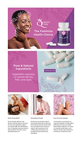 Queen Care - Boric Acid Suppositories, Boric Acid Suppositories for Feminine Care, Safe & All-Natural pH Queen Care buy supplements canada