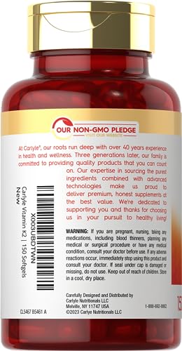 Carlyle Vitamin K2 Supplement 100mcg | K2 MK7 | 150 Softgels | Non-GMO Carlyle buy supplements canada
