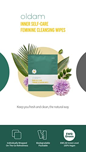 Oldam Feminine Flushable Wipes: 100% Vegan, pH-Balanced, Moisturizers & Essential Oils, Sensitive Skin Oldam buy supplements canada