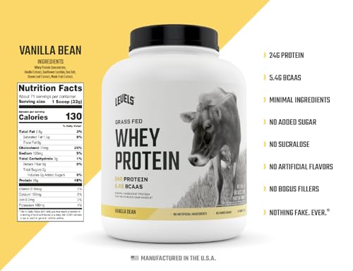 Levels Grass Fed 100% Whey Protein, No Hormones, Vanilla Bean, 5LB Levels Nutrition buy supplements canada