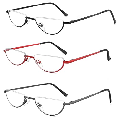 Yiwaeye 3 Pack Half Moon Reading Glasses Anti Blue Light UV, Half Frame Semi Lens Slim Yiwaeye buy supplements canada