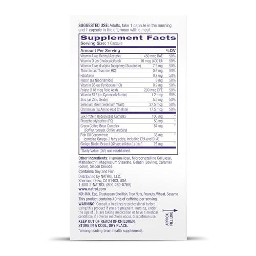 Natrol Cognium Complete, Dietary Supplement for Brain Health, Brain Health Supplements for Adults, 60 Capsules, 30 Day Supply Natrol buy supplements canada