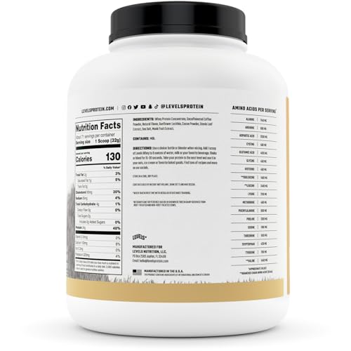 Levels Grass Fed 100% Whey Protein, No Hormones, Cappuccino, 5LB Levels Nutrition buy supplements canada