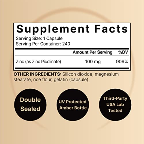 NatureBell Zinc Picolinate 100mg, 480 Count Capsules - Supports Immune System NatureBell buy supplements canada
