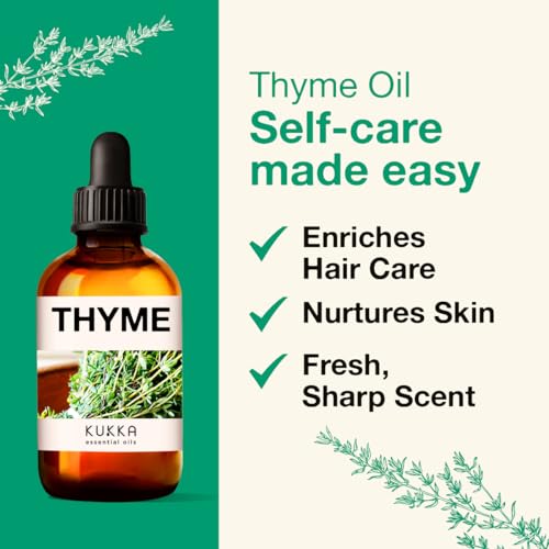 Kukka Thyme Essential Oil for Hair Thyme Oil for Skin - 100% Natural Thyme Essential Oil for Diffuser KUKKA essential oils buy supplements canada