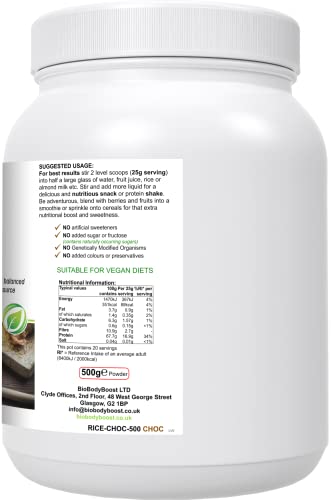 RicePro |Chocolate | Brown Rice Protein Powder with Added Herbals | Chicory Root Extract, Biobodyboost buy supplements canada