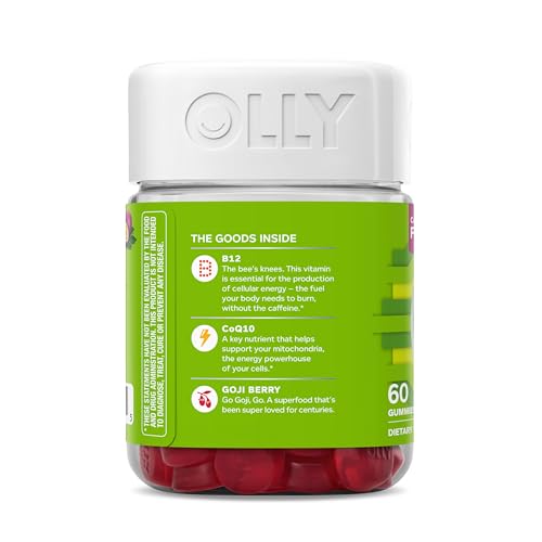 OLLY Daily Energy Gummy, Caffeine Free, Vitamin B12, CoQ10, Goji Berry, Adult Chewable Supplement, Tropical Flavor - 60 Count OLLY buy supplements canada