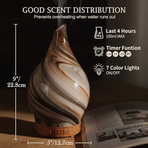Porseme 100ml Glass Essential Oil Diffuser Aromatherapy Ultrasonic Cool Mist Humidifier 4 Running Hours Porseme buy supplements canada