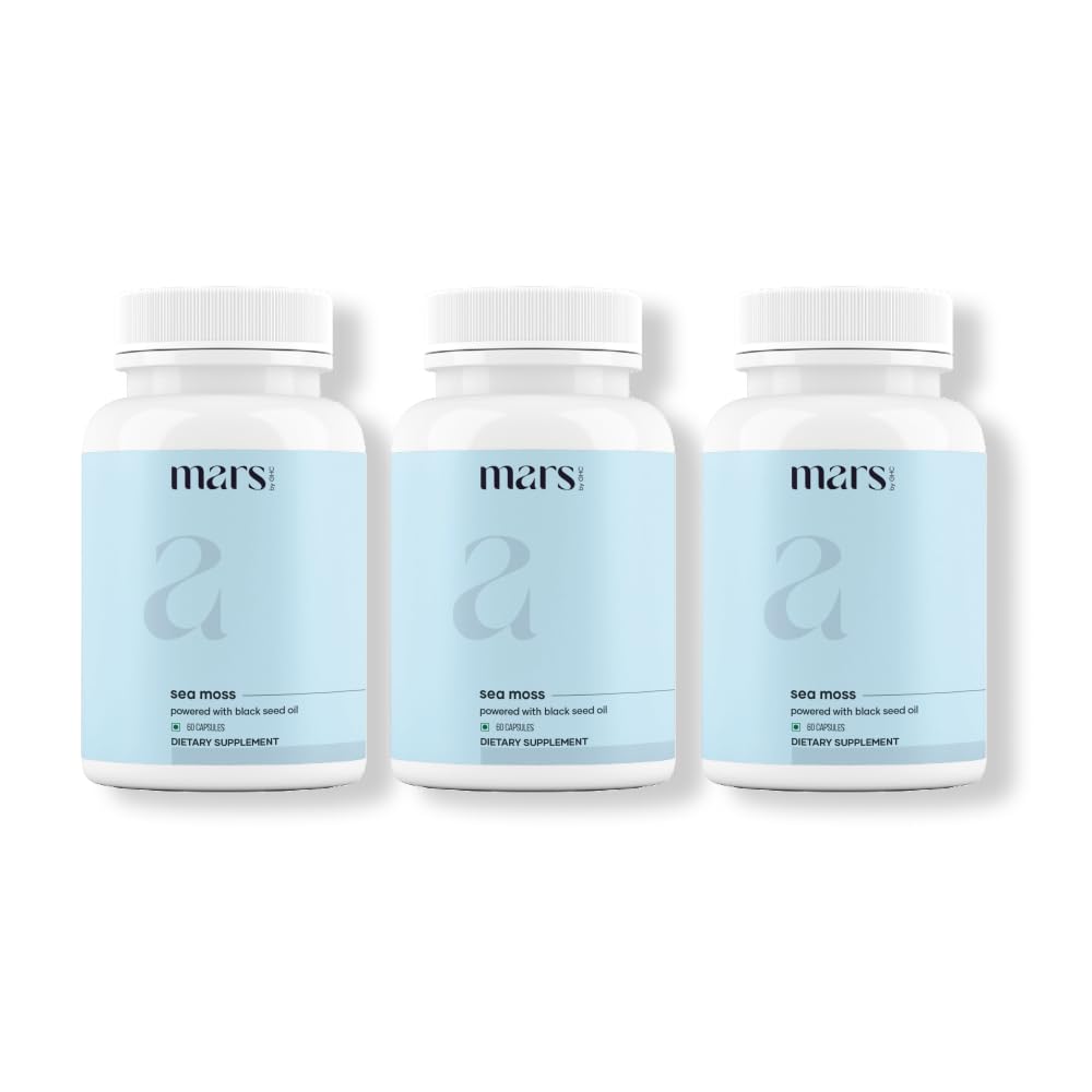 Mars Sea Moss Caps Surge Natural (60N) | Packed with 84 Essential Minerals | Powered with Black Seed Oil, Surgemax & Vitamin D3 | Overall Well-Being - Pack of 3 mars by GHC buy supplements canada