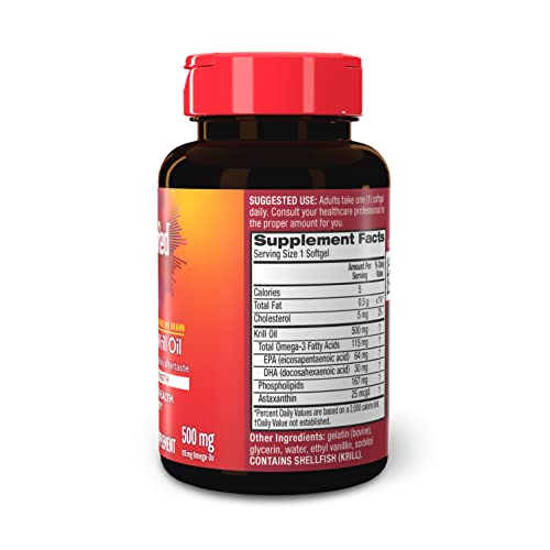 MegaRed Antarctic Krill Oil 500mg Omega 3 Fatty Acid Supplement, Extra Strength EPA & DHA Krill Oil Softgels (90cnt Box), Astaxanthin MegaRed buy supplements canada