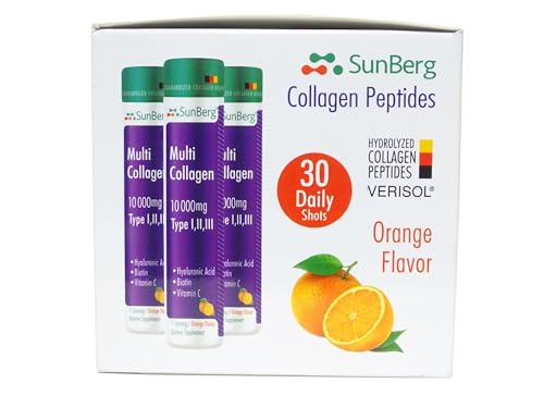 Sunberg Collagen Liquid Shots - 10000mg Collagen Supplement Type I,II,III Hyaluronic Acid Bodygenix buy supplements canada