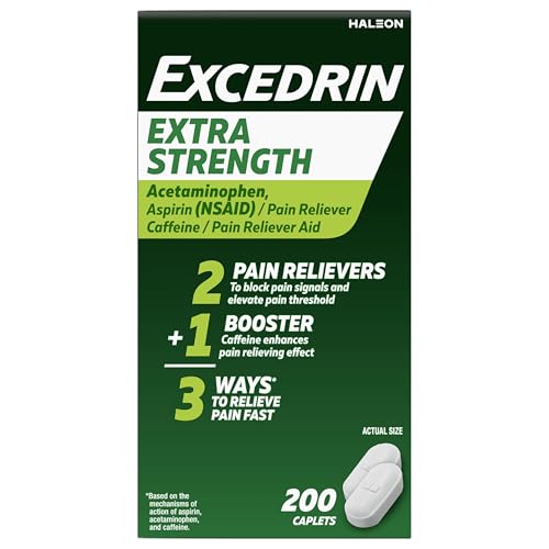 Excedrin Extra Strength Pain Relief Caplets for Headache Relief, Acetaminophen 250mg, Aspirin 250mg, Caffeine 65mg, Pain Reliever, 200 Count Excedrin buy supplements canada