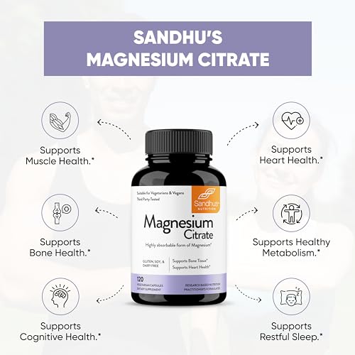 Sandhu's Magnesium Citrate Highly Absorbable Gluten, Soy Diary Free No Fillers Sandhu's buy supplements canada