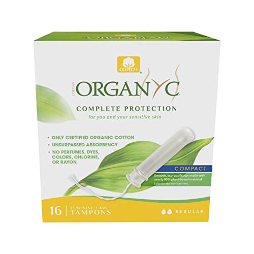 Organyc 100% Certified Organic Cotton Tampons, Plant-Based Eco-Applicator, Regular Flow, 16 Count Organyc buy supplements canada
