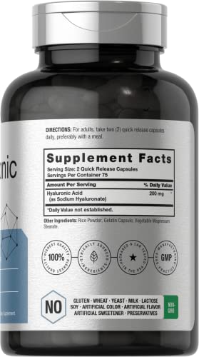Hyaluronic Acid Supplement | 200 mg | 150 Capsules | Non-GMO and Gluten Free Supple Horbäach buy supplements canada
