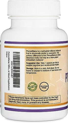 Pterostilbene Supplement 100mg Capsules (Third Party Tested) Manufactured in The USA Double Wood Supplements buy supplements canada