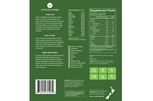 Antler Farms - 100% Grass Fed New Zealand Whey Protein Isolate, Unflavored, 30 Servings Antler Farms buy supplements canada