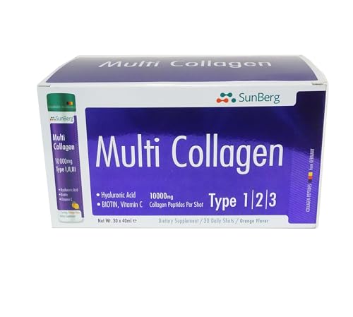 Sunberg Collagen Liquid Shots - 10000mg Collagen Supplement Type I,II,III Hyaluronic Acid Bodygenix buy supplements canada