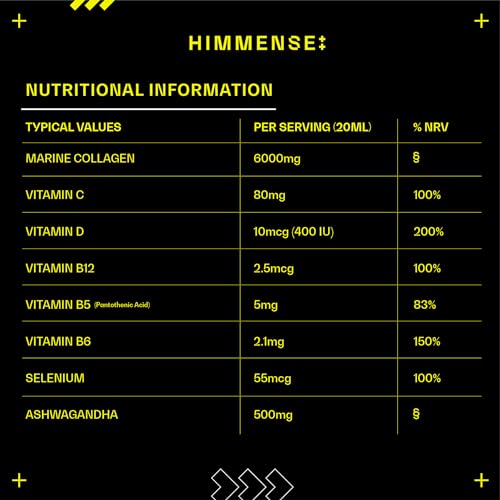 Hydrolysed Marine Liquid Collagen - 6000mg Type 1 Collagen Peptides enriched with 7 Vitamins Himmense buy supplements canada