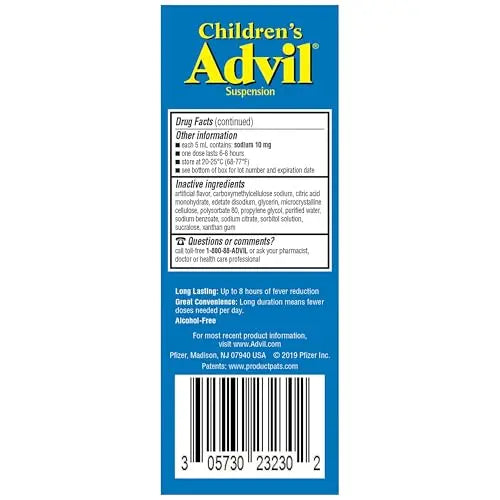 Children's Advil Pain Reliever and Fever Reducer, Dye Free and Sugar Free Ibuprofen Oral Suspension, Berry Flavored - 4 Fl Oz Children's Advil buy supplements canada