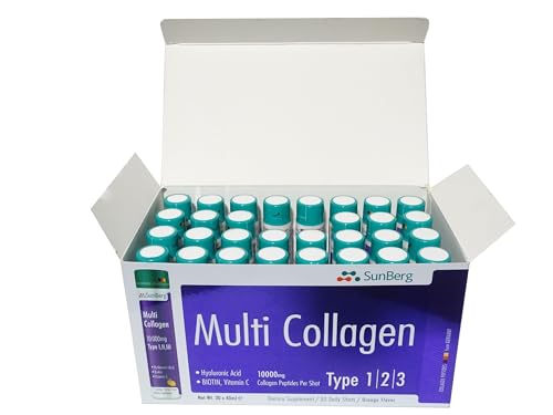 Sunberg Collagen Liquid Shots - 10000mg Collagen Supplement Type I,II,III Hyaluronic Acid Bodygenix buy supplements canada