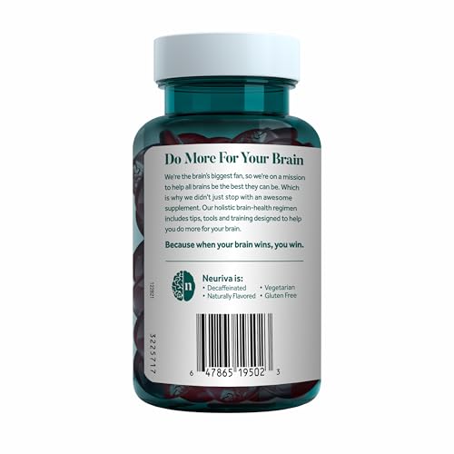 NEURIVA Plus Decaffeinated Nootropic Brain Supplement for Memory, Focus & Concentration & Cognitive Function, Clinically Tested NeuroFactor, Phosphatidylserine, Vitamins B6 B12,50ct Strawberry Gummies NEURIVA buy supplements canada