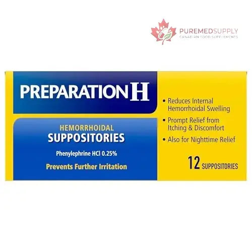 Preparation H Hemorrhoid Suppositories For Itching And Discomfort Relief - 12 Count (Pack of 1) Preparation H buy supplements canada