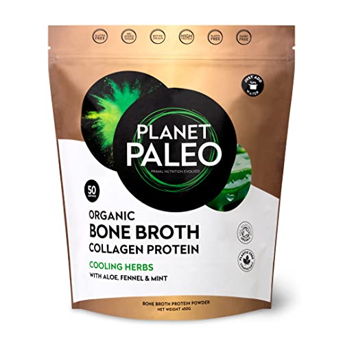 Planet Paleo Organic Bone Broth - Cooling Herbs (450g, 50 Servings) Organic, Grass Fed, High Protein Planet Paleo buy supplements canada
