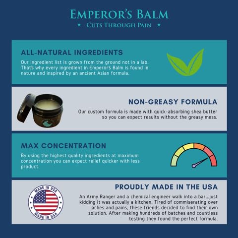 The Emperor's Balm Joint & Muscle Pain Relief Cream – Fast-Acting, Non-Greasy, Long-Lasting Natural Formula – Soothing Rub for Back, Shoulder, Neck & Whole Body - 2oz The Emperor's Balm buy supplements canada