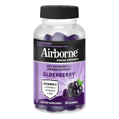 Airborne Elderberry + Zinc & Vitamin C Gummies For Adults, Immune Support Vitamin D & Zinc Gummies With Powerful Antioxidant Vitamins C D & E Airborne buy supplements canada