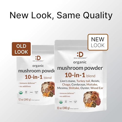 Organic Mushroom Powder Supplement, 12oz – 10 in 1 Active Blend – Turkey Tail, Lions Mane DEAL SUPPLEMENT buy supplements canada