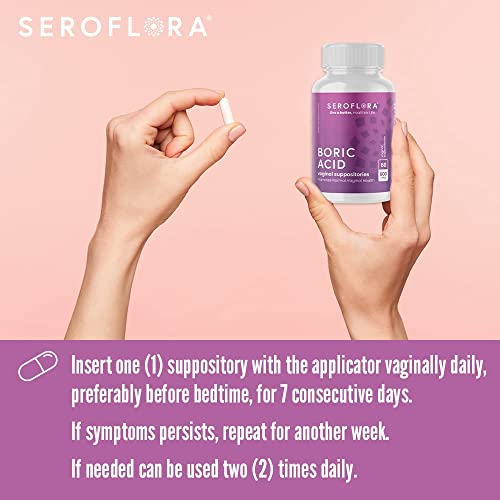 Seroflora Boric Acid Vaginal Suppositories for Women + 1 Suppository Applicator - Helps Seroflora buy supplements canada