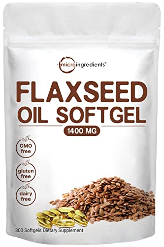 Flaxseed Oil 1400mg Softgels, 300 Counts | w/ 700mg ALA Omega 3, Cold Pressed Micro Ingredients buy supplements canada