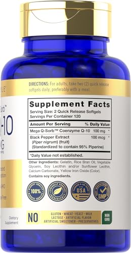 Carlyle CoQ10 100mg | 240 Softgels | Mega Q-Sorb Coenzyme Q-10 | with Black Pepper Carlyle buy supplements canada