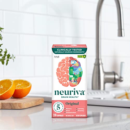 NEURIVA Original Decaffeinated Clinically Tested Nootropic Brain Supplement for Memory, Focus & Concentration, NeuroFactor & Phosphatidylserine, 28ct Capsules NEURIVA buy supplements canada