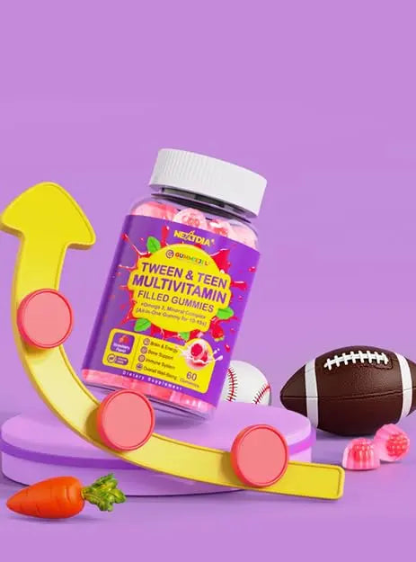Nextdia Multivitamin Filled Gummies for Teen Boys Girls 12-17, 18, 19, Kids 10+ Multivitamin with Omega 3, Calcium + Magnesium + Zinc, Multi-Minerals Nextdia buy supplements canada