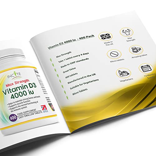 Vitamin D3 4000 iu - Vitamin D Tablets - 1 Year Supply Tablets - Vegetarian - Vitamin D Incite Nutrition buy supplements canada