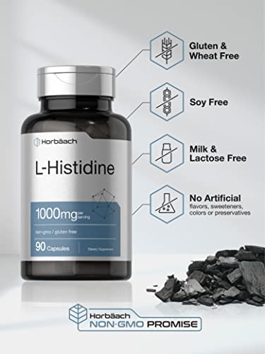 Horbaach L-Histidine 1000mg 90 Capsules | Non-GMO and Gluten Free | Pharmaceutical Horbäach buy supplements canada